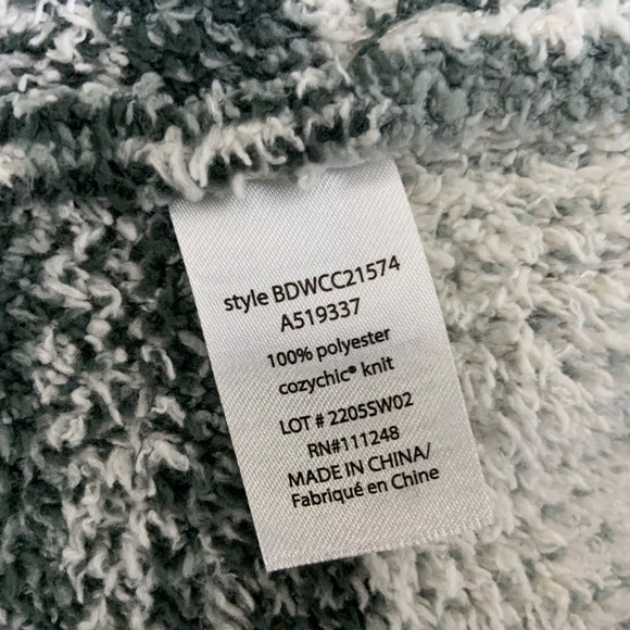 Barefoot Dreams CozyChic Shawl Collar Pullover Sweater Teal Stripe XL - Picture 7 of 7